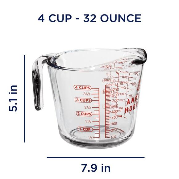 Anchor Hocking Glass Measuring Cup, 4 Cup - Picture 3 of 8